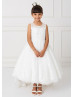 Illusion Neck Beaded Lace Tulle High Low Flower Girl Dress